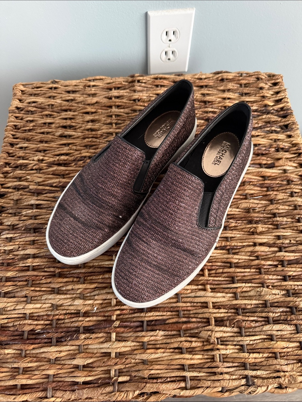 Michael Kors Men’s Brown Slip-On Loafers with White Sole